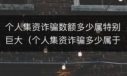 个人集资诈骗数额多少属特别巨大（个人集资诈骗多少属于特别巨大）