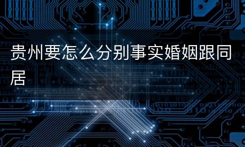 贵州要怎么分别事实婚姻跟同居