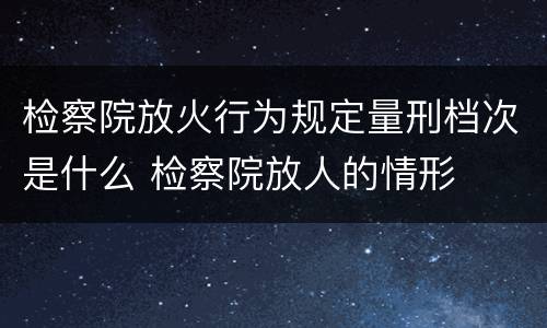 检察院放火行为规定量刑档次是什么 检察院放人的情形
