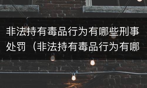 非法持有毒品行为有哪些刑事处罚（非法持有毒品行为有哪些刑事处罚标准）