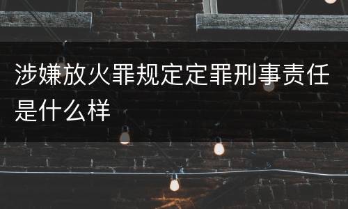 涉嫌放火罪规定定罪刑事责任是什么样
