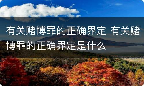 有关赌博罪的正确界定 有关赌博罪的正确界定是什么