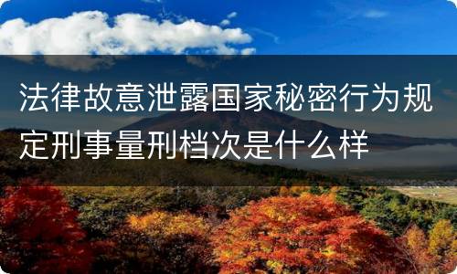 法律故意泄露国家秘密行为规定刑事量刑档次是什么样