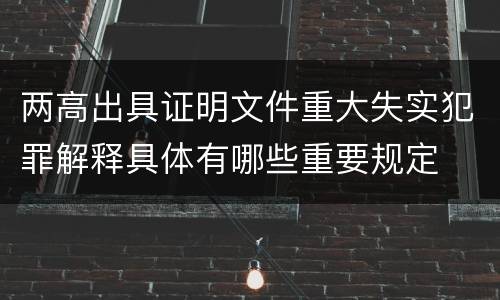 两高出具证明文件重大失实犯罪解释具体有哪些重要规定