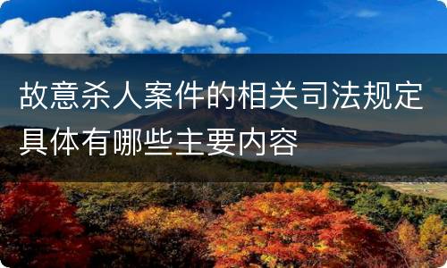故意杀人案件的相关司法规定具体有哪些主要内容
