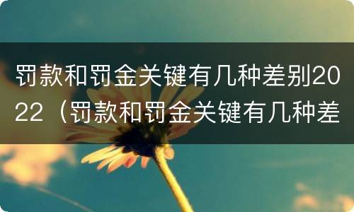 罚款和罚金关键有几种差别2022（罚款和罚金关键有几种差别2022怎么算）