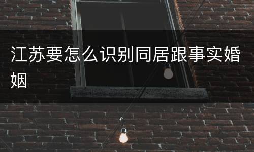 江苏要怎么识别同居跟事实婚姻