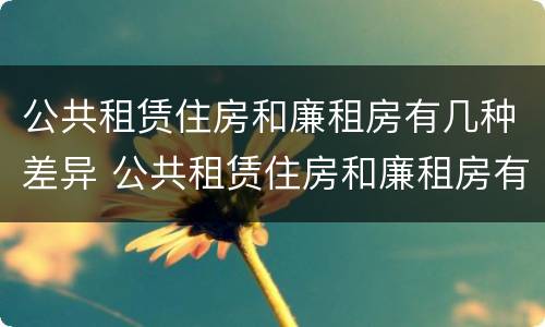 公共租赁住房和廉租房有几种差异 公共租赁住房和廉租房有几种差异吗