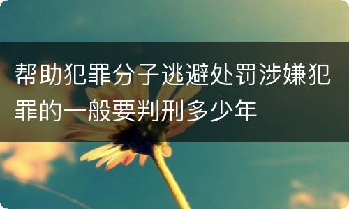 帮助犯罪分子逃避处罚涉嫌犯罪的一般要判刑多少年