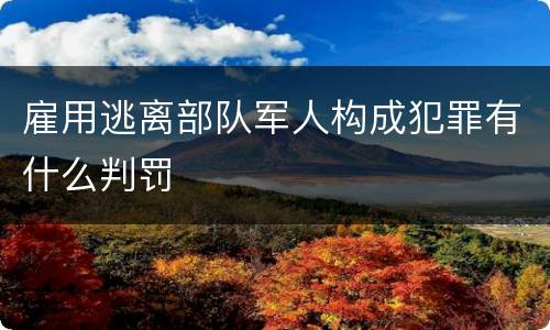 雇用逃离部队军人构成犯罪有什么判罚