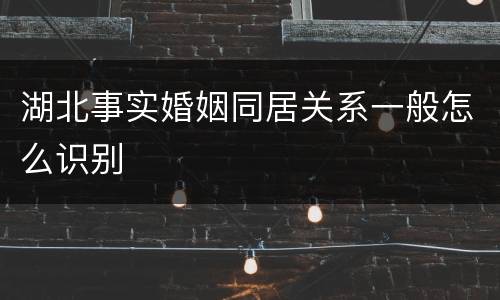 湖北事实婚姻同居关系一般怎么识别