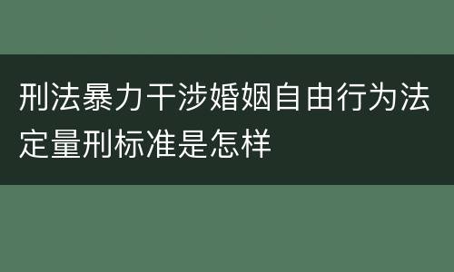 刑法暴力干涉婚姻自由行为法定量刑标准是怎样
