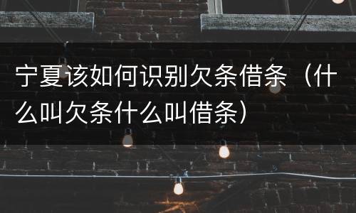 宁夏该如何识别欠条借条（什么叫欠条什么叫借条）