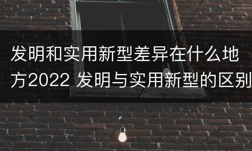 发明和实用新型差异在什么地方2022 发明与实用新型的区别有哪些
