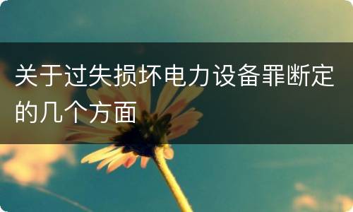 关于过失损坏电力设备罪断定的几个方面