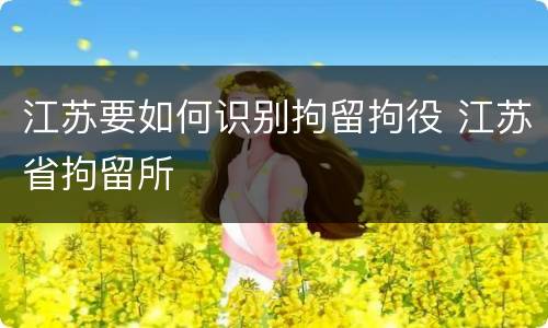 江苏要如何识别拘留拘役 江苏省拘留所