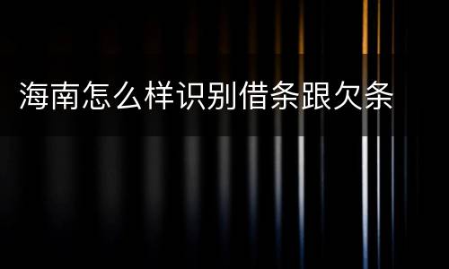 海南怎么样识别借条跟欠条