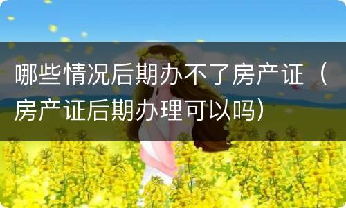 哪些情况后期办不了房产证（房产证后期办理可以吗）