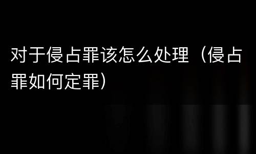 对于侵占罪该怎么处理（侵占罪如何定罪）