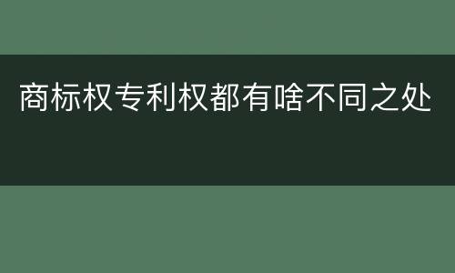 商标权专利权都有啥不同之处