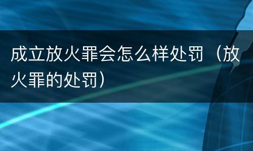 成立放火罪会怎么样处罚（放火罪的处罚）