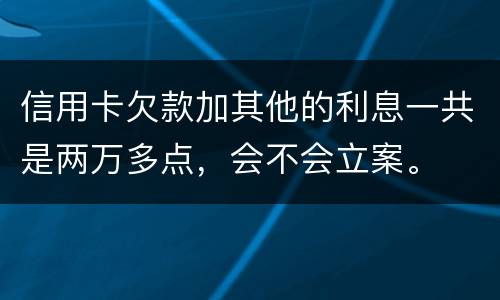 信用卡欠款加其他的利息一共是两万多点，会不会立案。