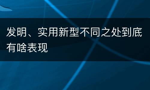 发明、实用新型不同之处到底有啥表现