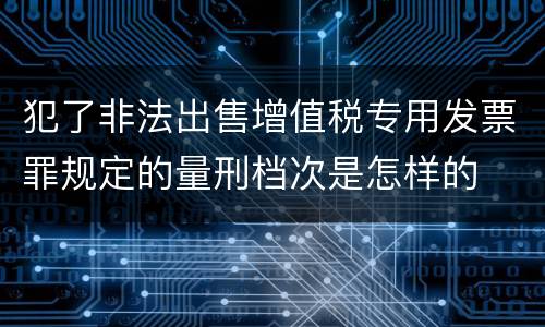犯了非法出售增值税专用发票罪规定的量刑档次是怎样的