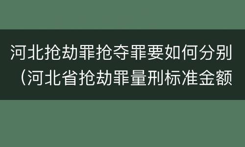 河北抢劫罪抢夺罪要如何分别（河北省抢劫罪量刑标准金额）