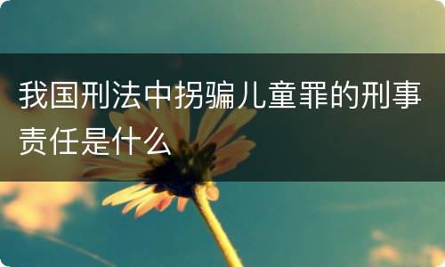 我国刑法中拐骗儿童罪的刑事责任是什么