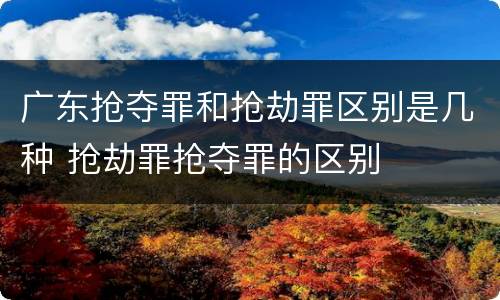 广东抢夺罪和抢劫罪区别是几种 抢劫罪抢夺罪的区别