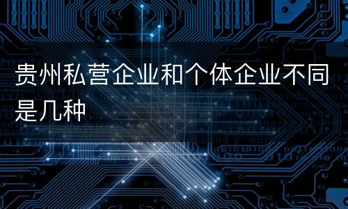贵州私营企业和个体企业不同是几种