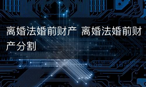 离婚法婚前财产 离婚法婚前财产分割