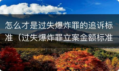 怎么才是过失爆炸罪的追诉标准（过失爆炸罪立案金额标准）