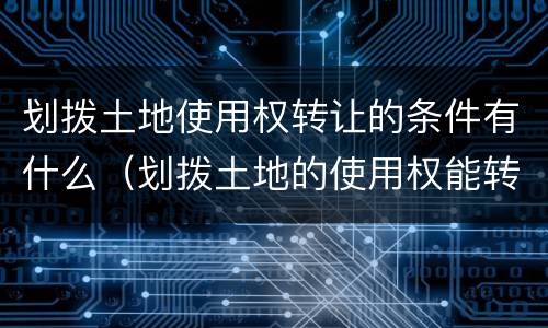 划拨土地使用权转让的条件有什么（划拨土地的使用权能转让吗）