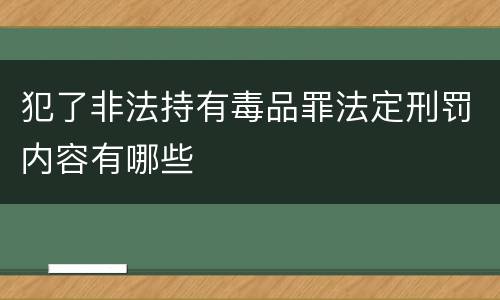 犯了非法持有毒品罪法定刑罚内容有哪些