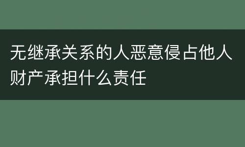 无继承关系的人恶意侵占他人财产承担什么责任