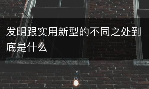 发明跟实用新型的不同之处到底是什么