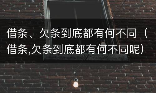借条、欠条到底都有何不同（借条,欠条到底都有何不同呢）