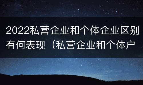 2022私营企业和个体企业区别有何表现（私营企业和个体户的区别）