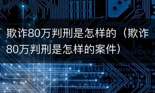 欺诈80万判刑是怎样的（欺诈80万判刑是怎样的案件）