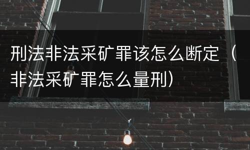 刑法非法采矿罪该怎么断定（非法采矿罪怎么量刑）