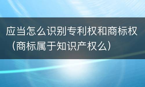 应当怎么识别专利权和商标权（商标属于知识产权么）