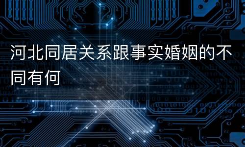 河北同居关系跟事实婚姻的不同有何
