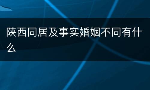 陕西同居及事实婚姻不同有什么