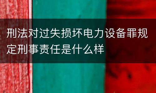 刑法对过失损坏电力设备罪规定刑事责任是什么样