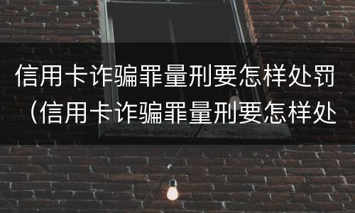 信用卡诈骗罪量刑要怎样处罚（信用卡诈骗罪量刑要怎样处罚呢）