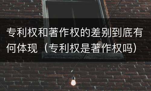 专利权和著作权的差别到底有何体现（专利权是著作权吗）