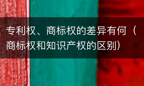 专利权、商标权的差异有何（商标权和知识产权的区别）