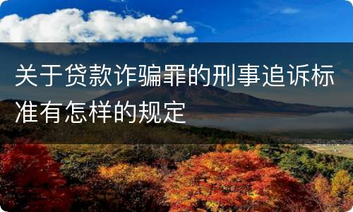 关于贷款诈骗罪的刑事追诉标准有怎样的规定